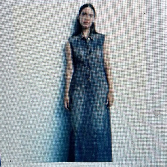 Zara denim cut out back sleeveless maxi dress with four at back - Picture 2 of 12